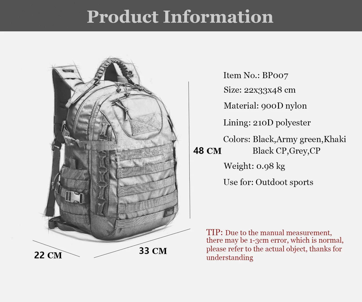 Sac à Dos Tactique Militaire Homme ORANGE LEAF – Outdoor, Camping, Chasse, Trekking, Sport - BLACKBEARD OUTDOOR INDUSTRIES