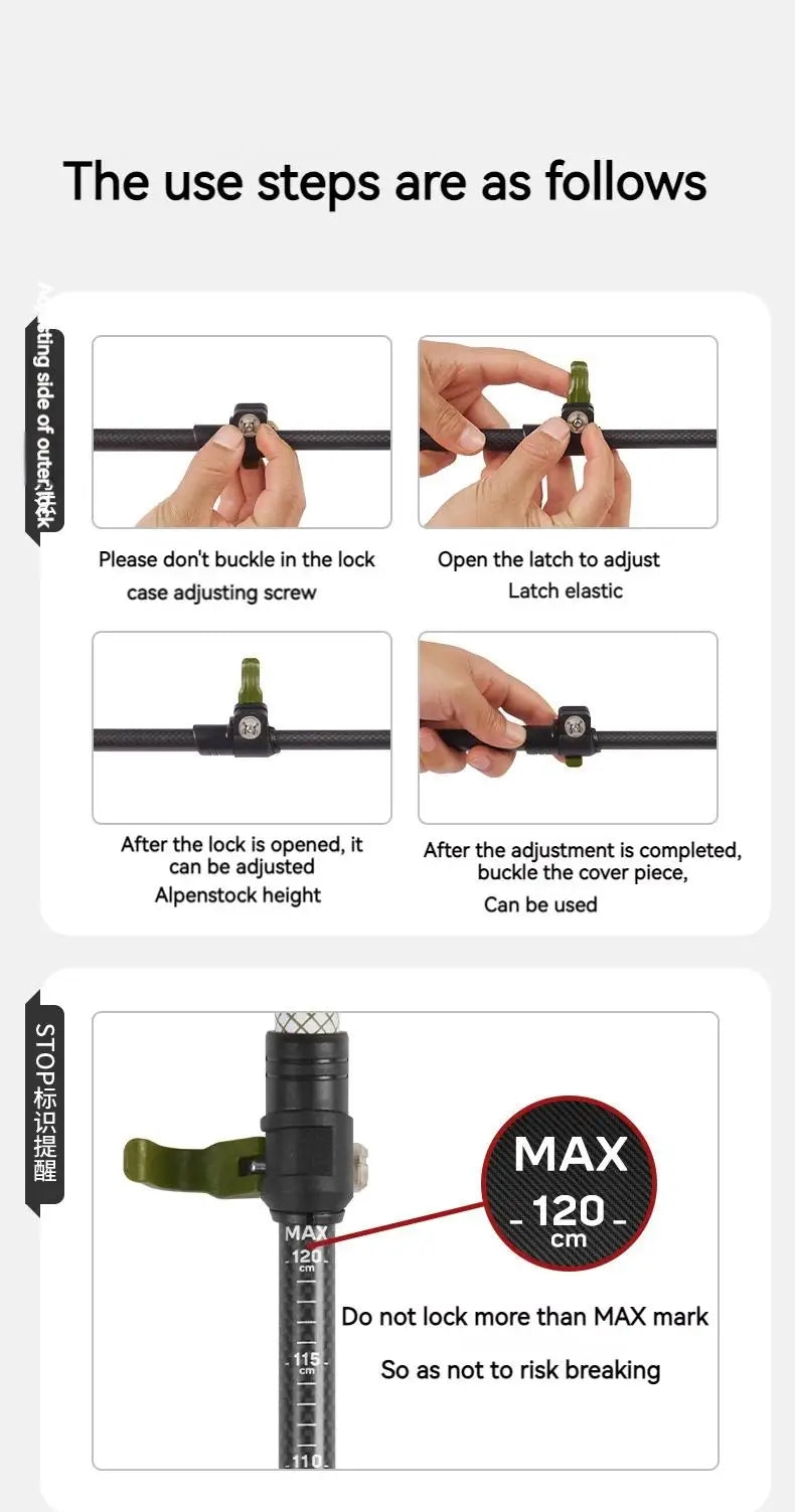 Naturehike Bâton de Randonnée 3 Sections – Fibre de Carbone 3K Ultraléger, Réglable, Pointe Tungstène – Modèle EXT1 - BLACKBEARD OUTDOOR INDUSTRIES