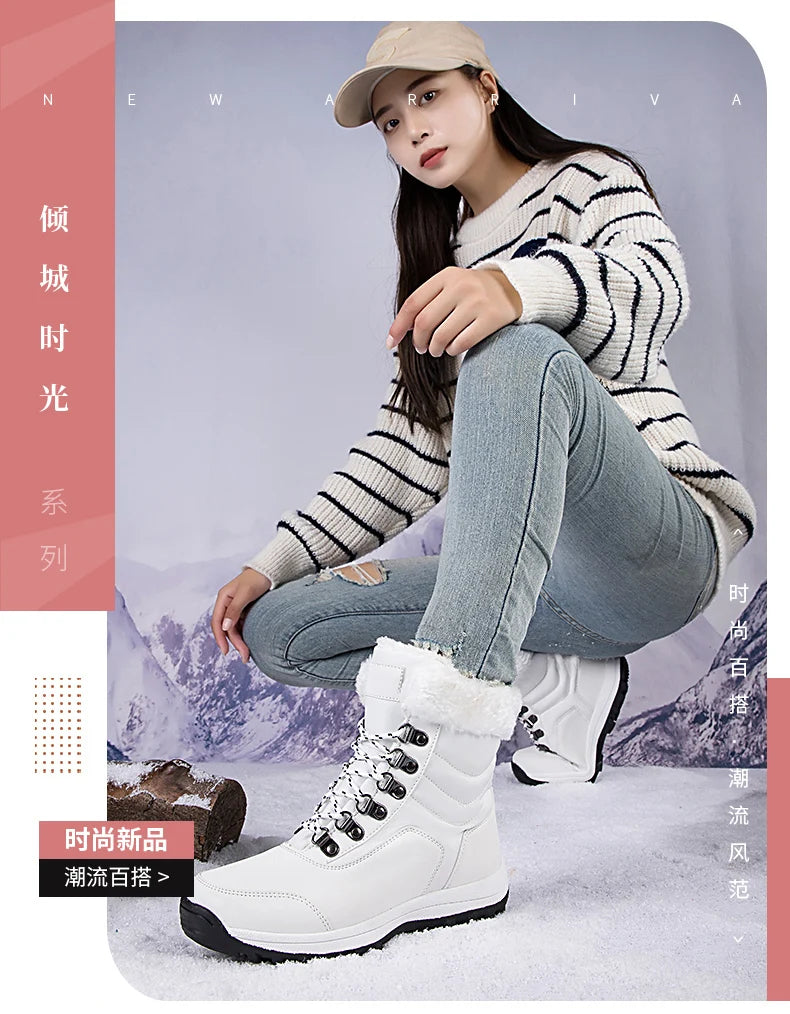 Bottes de Neige Femme Hiver 2024 – Sneakers Chaudes à Fourrure, Semelle Épaisse, Imperméables – Bottines Mi-mollet Outdoor - BLACKBEARD OUTDOOR INDUSTRIES