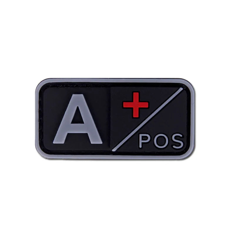 Patch Groupe Sanguin 3D PVC – A B AB O Rh + / - – Écusson Tactique Militaire Hook & Loop 5×2,5 cm - BLACKBEARD OUTDOOR INDUSTRIES