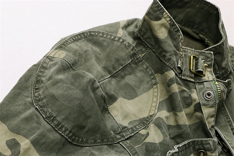 Casual Camouflage Cargo Jacket Mens Cotton Multi Pocket Tactical Coats Stand Collar Fashion Vintage Autumn Bomber Outwear BLACKBEARD OUTDOOR INDUSTRIES