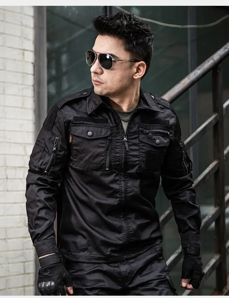 Set de Vêtements Tactiques BDU - Chemise et Pantalon Camouflage pour Entraînement en Plein Air, Randonnée, Chasse, Airsoft, Sniper, Combat, Ghillie Suit - BLACKBEARD OUTDOOR INDUSTRIES