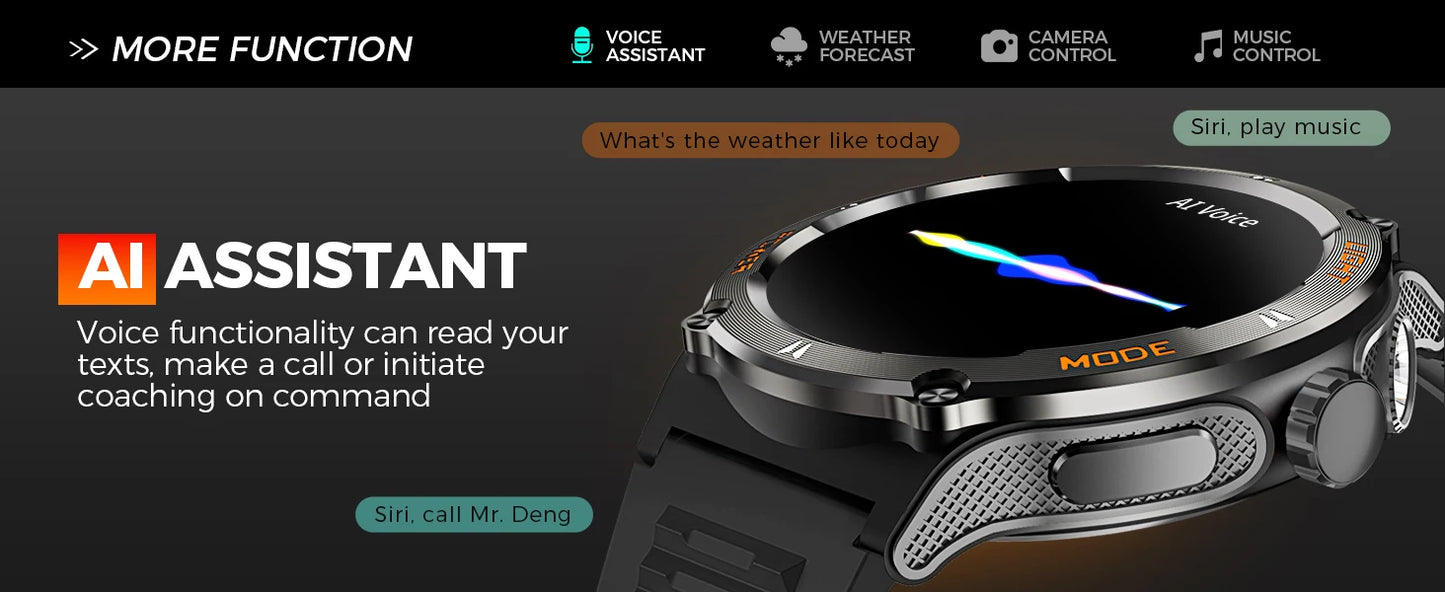 KT76 – Montre Connectée Sport Homme avec Boussole, Lampe LED et Suivi Santé - BLACKBEARD OUTDOOR INDUSTRIES