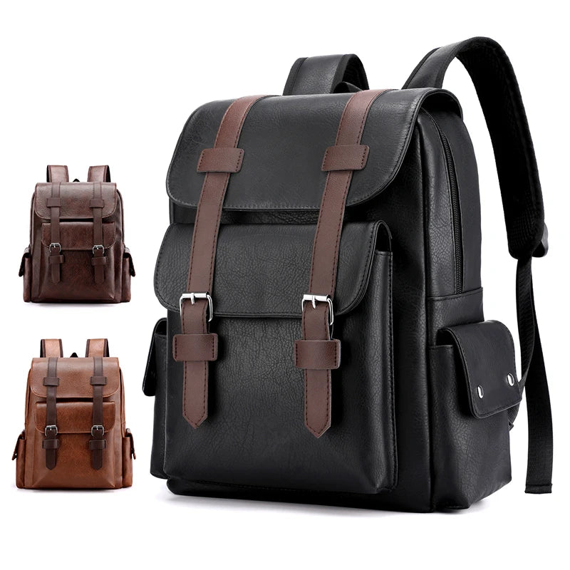Sac à Dos Homme en Cuir PU – Élégant & Fonctionnel | Ordinateur Portable & École | 20–35L - BLACKBEARD OUTDOOR INDUSTRIES