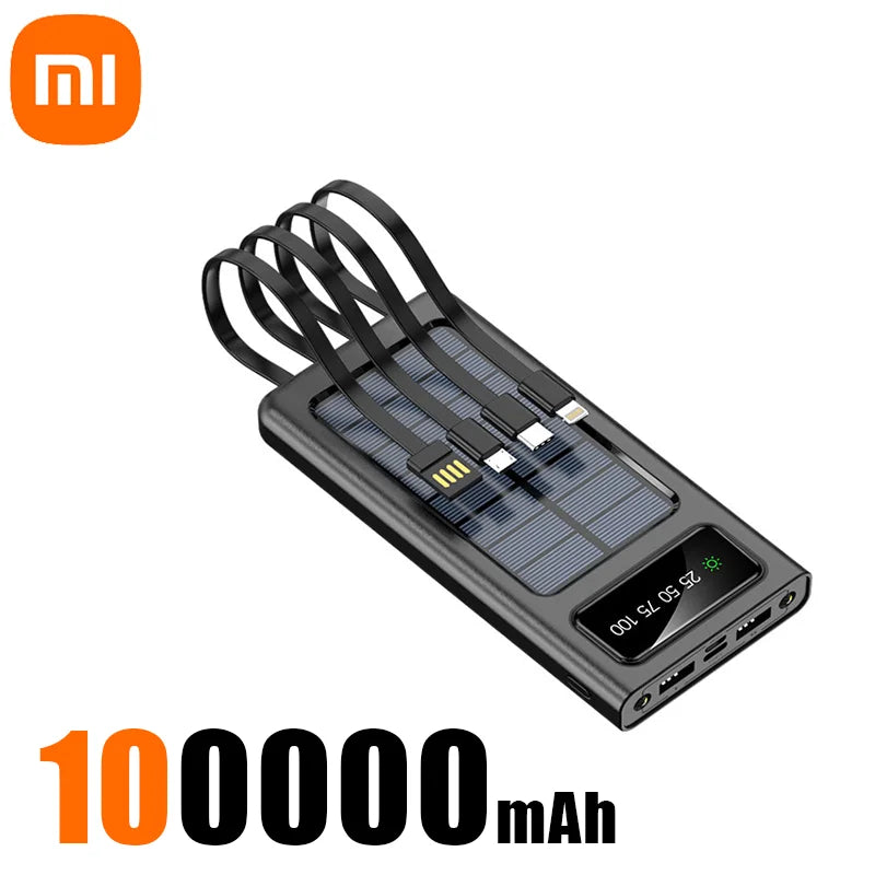 Batterie Externe Solaire Xiaomi 200000mAh – Charge Rapide – 4 Câbles Intégrés – Écran LED – Ports USB, Type-C & Lightning - BLACKBEARD OUTDOOR INDUSTRIES