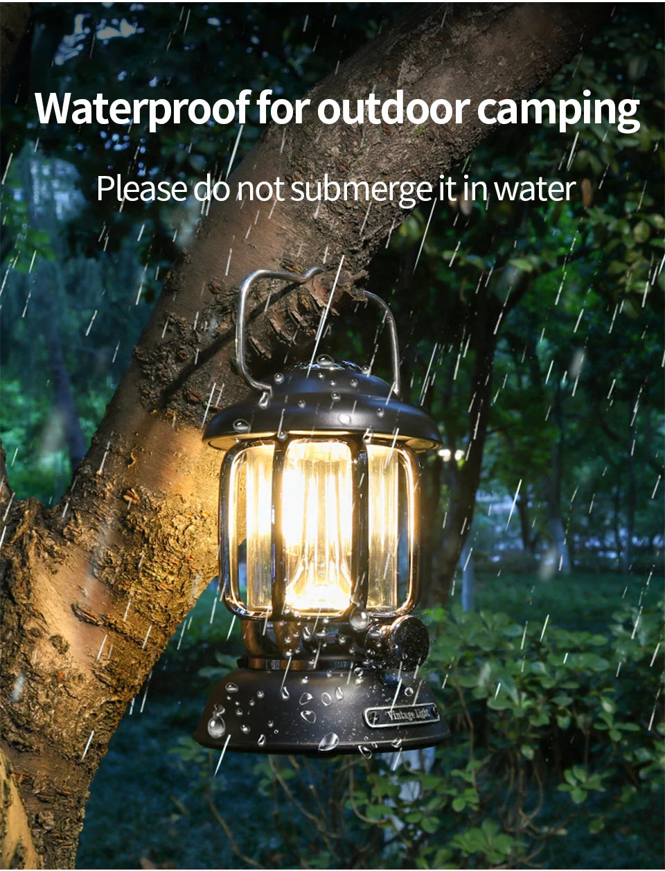 Lanterne de Camping Portable USB Rechargeable – Lampe LED Rétro Étanche pour Pêche, Randonnée, Tente, Lumière d'Urgence - BLACKBEARD OUTDOOR INDUSTRIES