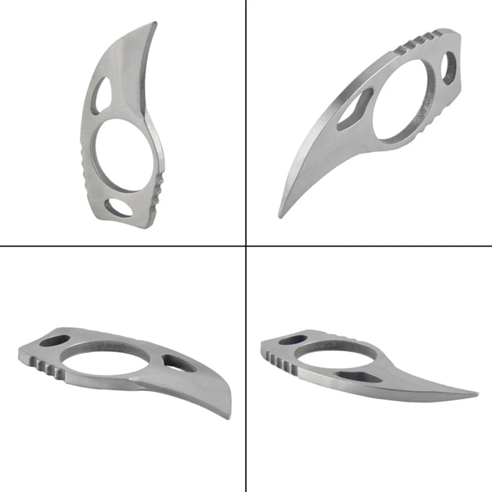 Couteau de Survie avec Anneau de Doigt, Mini Couteau Poche avec Étui en Cuir - Outil EDC Multifonction pour Camping, Randonnée et Aventure - BLACKBEARD OUTDOOR INDUSTRIES