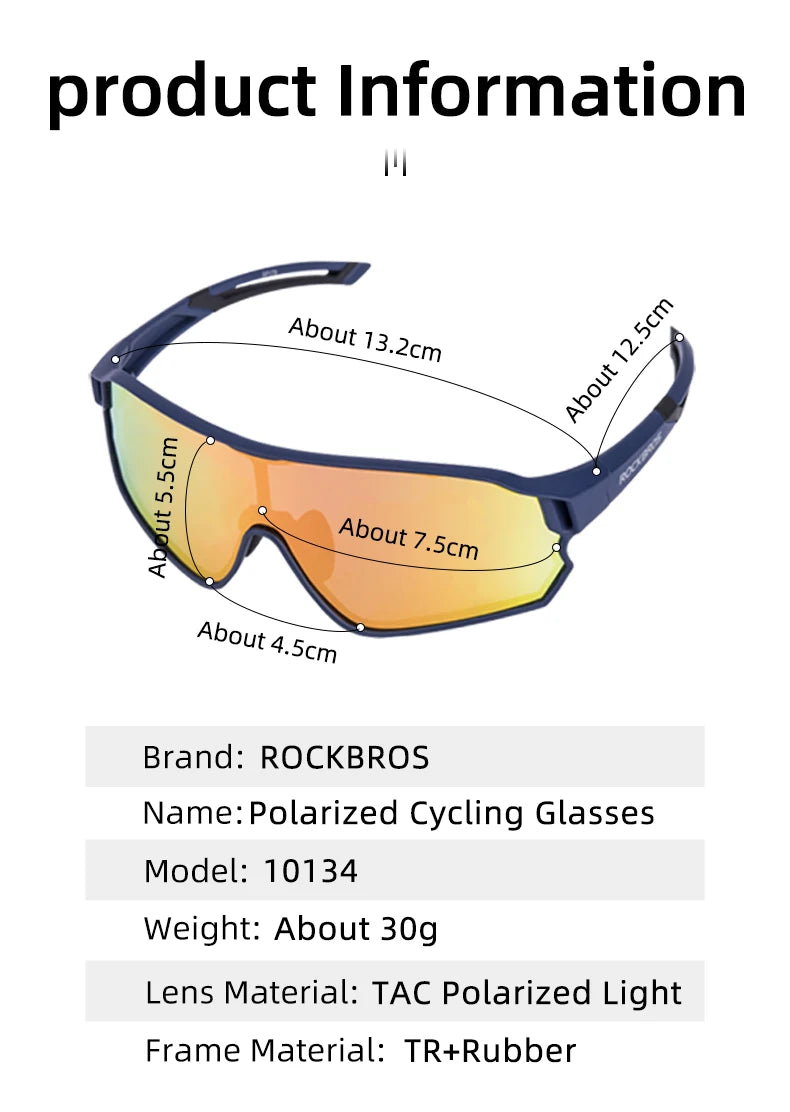 ROCKBROS Lunettes de Vélo Polarisées UV400 – Protection Solaire, Ultra-légères, Grand Cadre MTB & Route - BLACKBEARD OUTDOOR INDUSTRIES