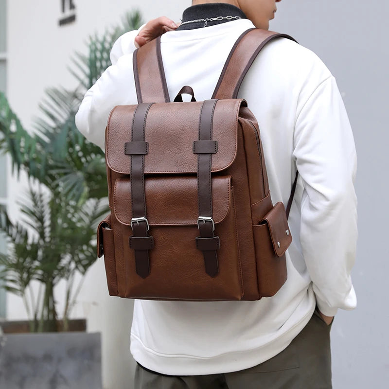 Sac à Dos Homme en Cuir PU – Élégant & Fonctionnel | Ordinateur Portable & École | 20–35L - BLACKBEARD OUTDOOR INDUSTRIES