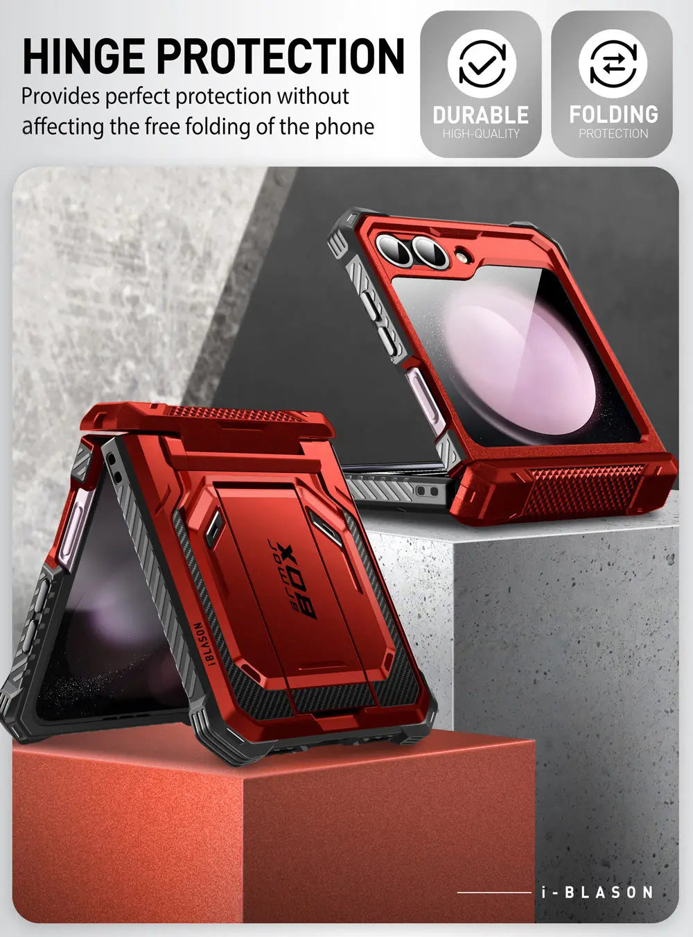 I-BLASON For Samsung Galaxy Z Flip 7 FE/6/5 Case Armorbox Full-Body Military Protection Phone Case with Screen Protector & Stand BLACKBEARD OUTDOOR INDUSTRIES