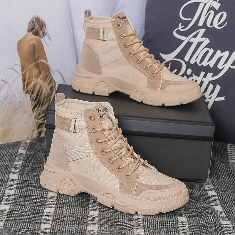 Bottines Femme en Toile – Style Désert & Moto – Hautes, Plates et Tendance – UXST - BLACKBEARD OUTDOOR INDUSTRIES