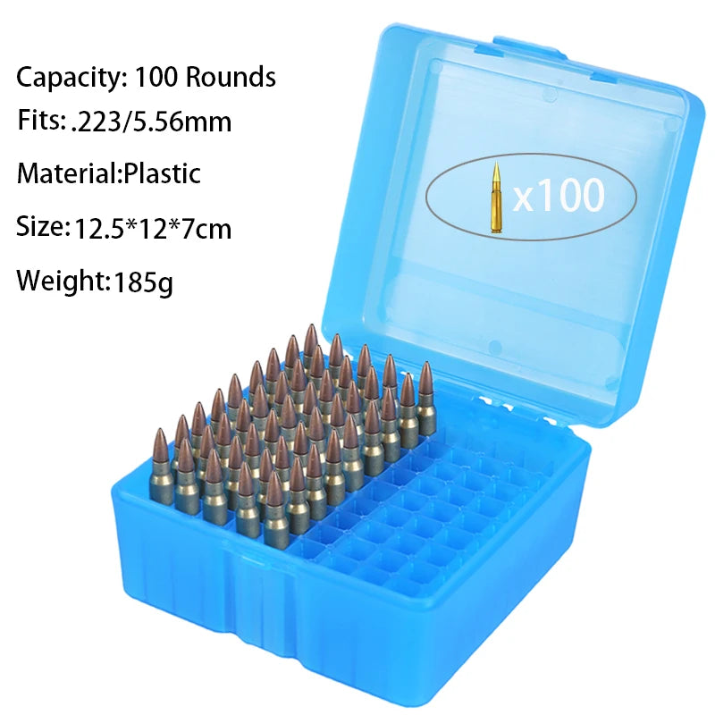 Boîte de Rangement pour Munitions – 50 ou 100 Coups | Calibres .223/5.56mm, 7.62x39mm, .38 Spé , 9mm Ma boutique