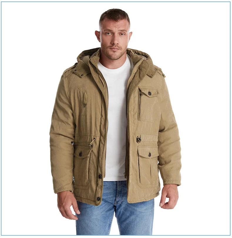 Parka Homme Hiver Chaude – LZLLTT Avec Capuche Amovible | Doublure Polaire | Multipoches | -30°C à +5°C - BLACKBEARD OUTDOOR INDUSTRIES