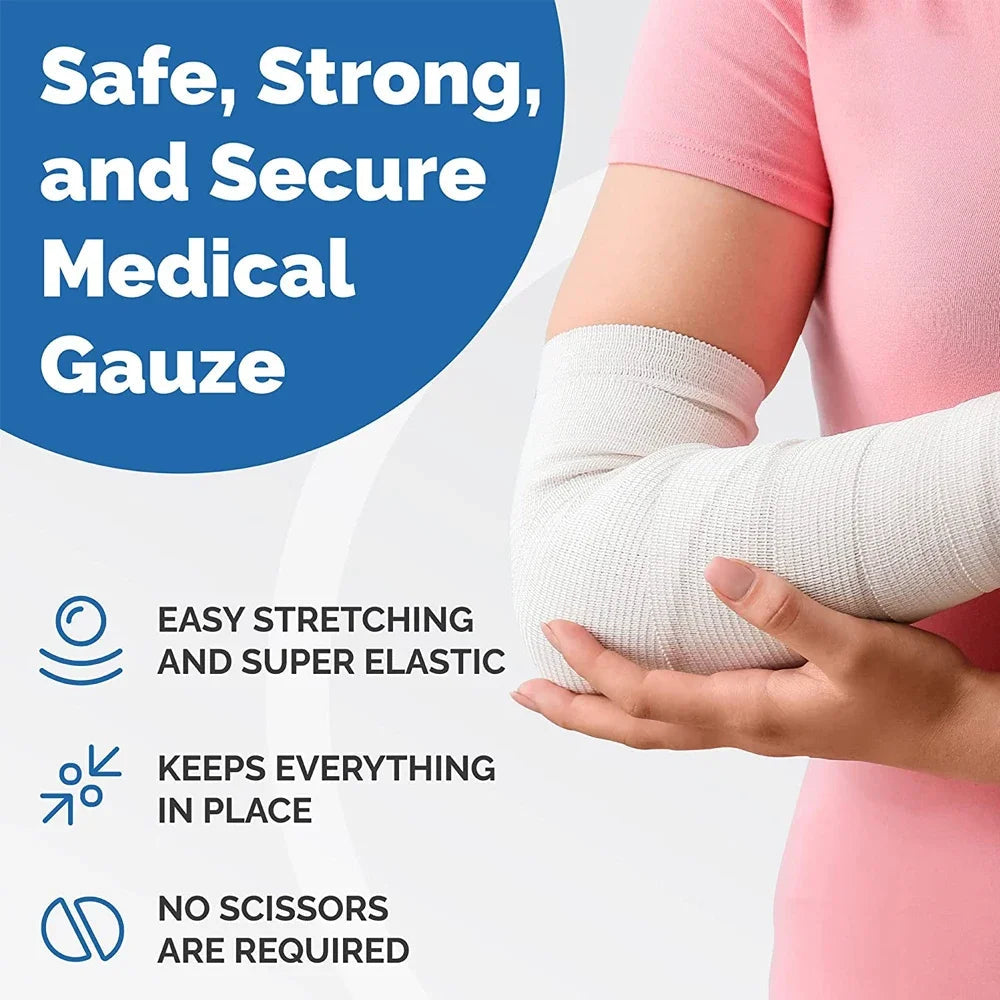 Bandages de Gaze Respirants - 4 Rouleaux - Fournitures de Premiers Secours Premium pour Aventuriers - Flexible - Bande de Pansement pour Soins des Plaies BLACKBEARD OUTDOOR INDUSTRIES