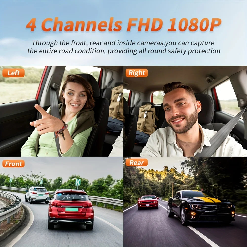 📷 Caméra Voiture 4 Canaux 1080P – GMAIPOP DVR avec Vision Nocturne, WiFi & Enregistrement 360° Ma boutique