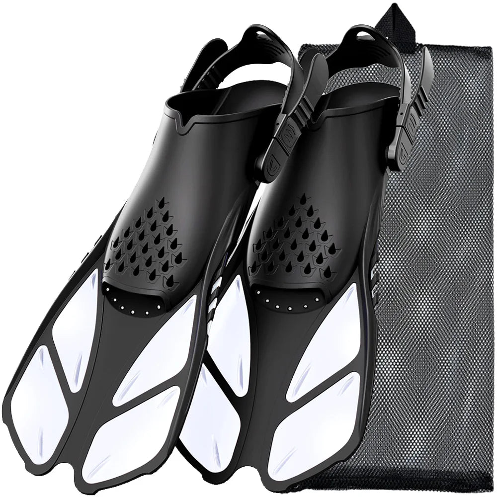 Palmes de Plongée Réglables Adulte – Fins Courtes en Silicone Ouvertes au Talon, Natation, Snorkeling, Voyage - BLACKBEARD OUTDOOR INDUSTRIES