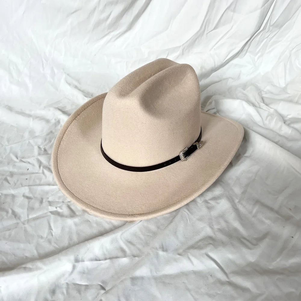 Chapeau Vintage Western Cowboy Unisexe – Style Gentleman & Cowgirl, Large Bord en Cuir – Jazz Cloche Sombrero Élégant pour Homme & Femme - BLACKBEARD OUTDOOR INDUSTRIES