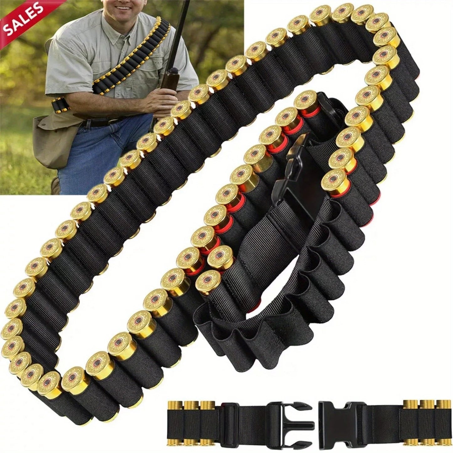 Bandoulière Tactique pour 50 Cartouches de 12/20GA – Ceinture Porte-Munitions Ajustable pour Chasse BLACKBEARD OUTDOOR INDUSTRIES