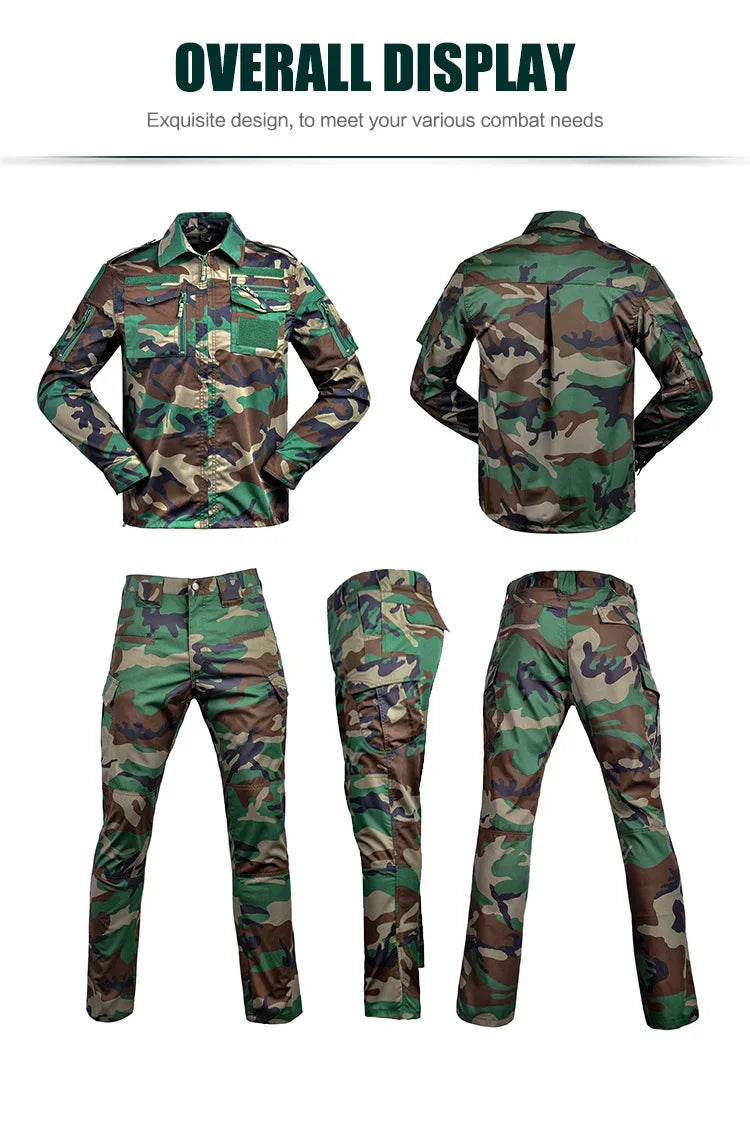 Set de Vêtements Tactiques BDU - Chemise et Pantalon Camouflage pour Entraînement en Plein Air, Randonnée, Chasse, Airsoft, Sniper, Combat, Ghillie Suit - BLACKBEARD OUTDOOR INDUSTRIES