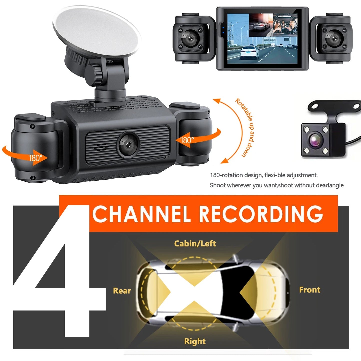 dashcam 4 canaux couverture panoramique à 360° haute définition 1080P Ma boutique