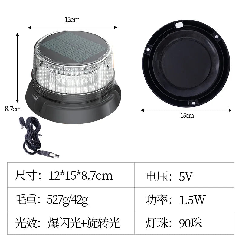 Lampe de Signalisation LED Solaire Rechargeable avec Rotation et Flash BLACKBEARD OUTDOOR INDUSTRIES