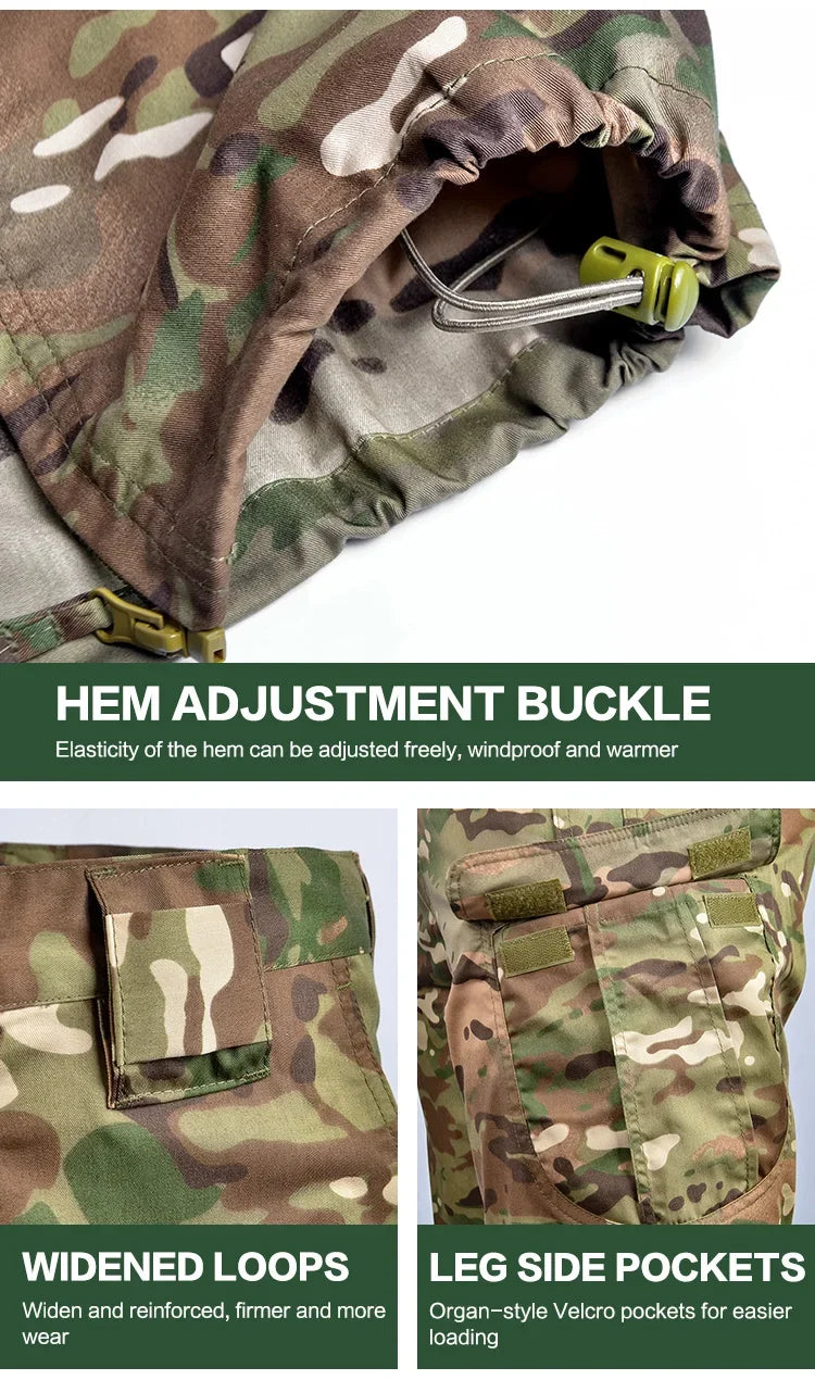 Set de Vêtements Tactiques BDU - Chemise et Pantalon Camouflage pour Entraînement en Plein Air, Randonnée, Chasse, Airsoft, Sniper, Combat, Ghillie Suit - BLACKBEARD OUTDOOR INDUSTRIES
