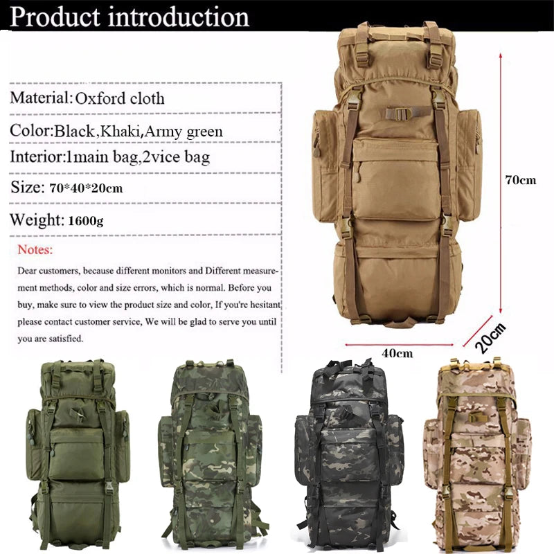 Strength Knight 70L Sac à Dos Homme – Oxford 1000D Imperméable et Renforcé - BLACKBEARD OUTDOOR INDUSTRIES