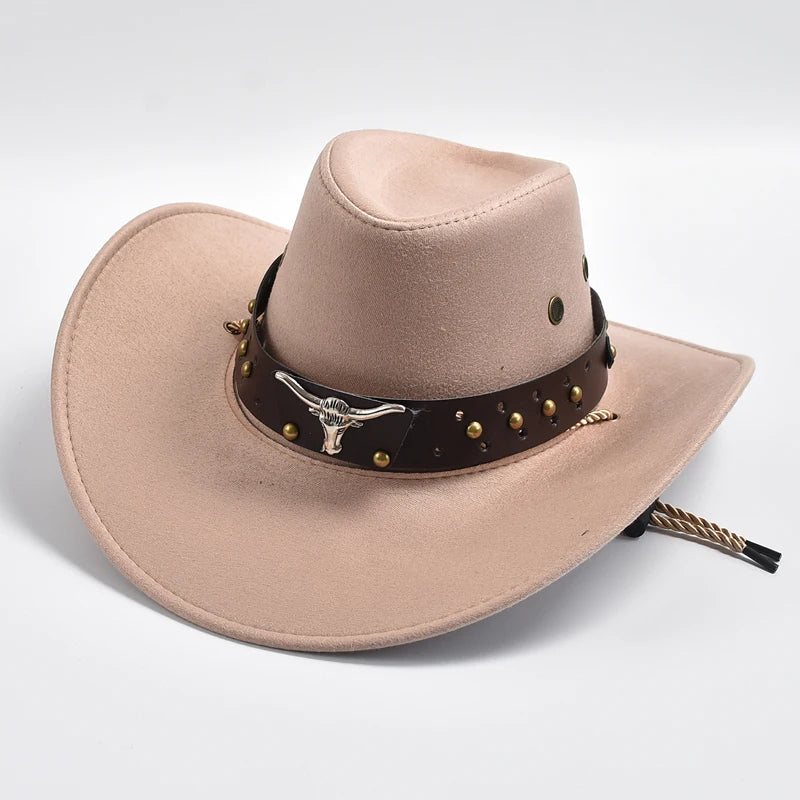 Chapeau Western en suede Synthétique – Large Bord Vintage pour Gentleman & Cowgirl - BLACKBEARD OUTDOOR INDUSTRIES