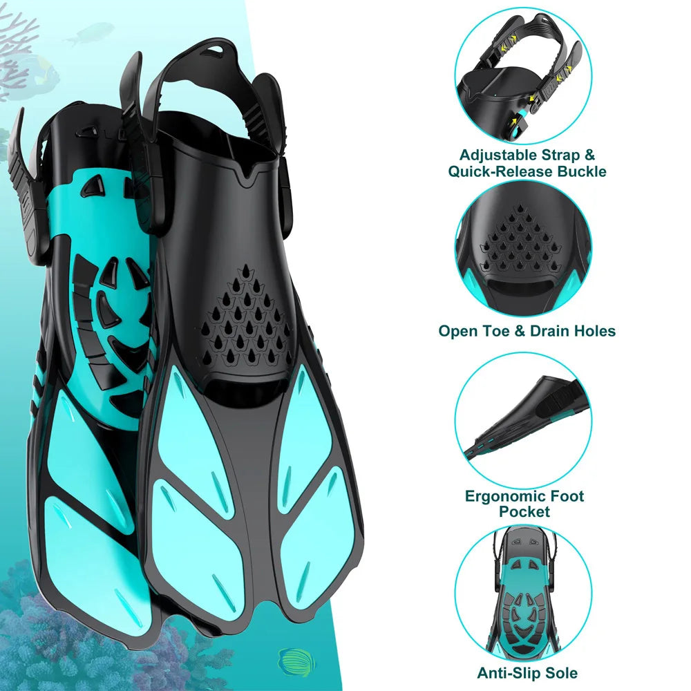 JoyMaySun Set Masque, Palmes et Tuba Adulte – Kit de Plongée Complet avec Sac de Transport - BLACKBEARD OUTDOOR INDUSTRIES
