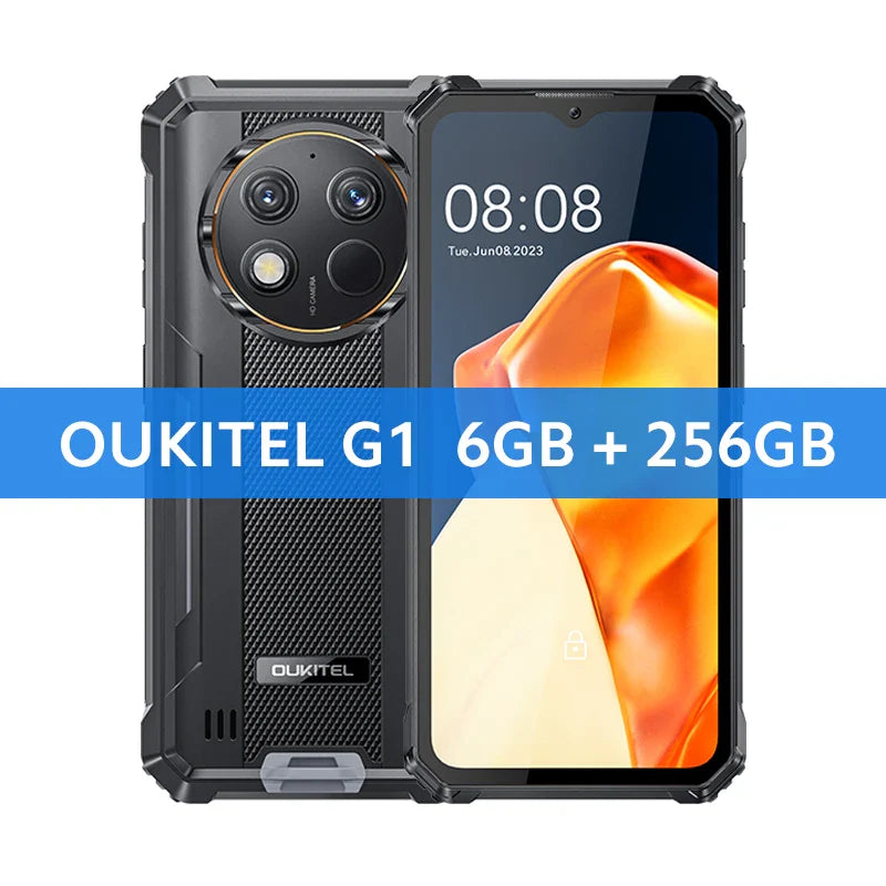 OUKITEL G1 Rugged Smartphone – Global Version 6.52" HD+ | 10600mAh | 6GB + 256GB | Android 14 | 48MP + 2MP Caméra - BLACKBEARD OUTDOOR INDUSTRIES