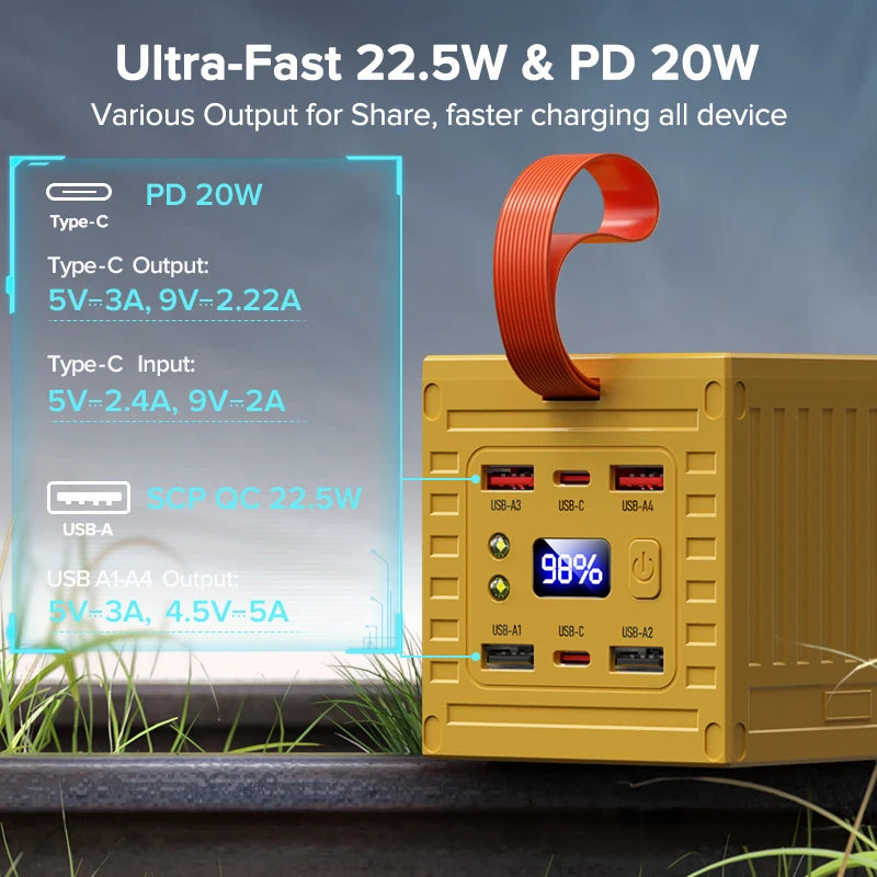QOOVI 60000mAh Power Bank - Charge Rapide 22.5W PD QC 3.0, Station de Charge Haute Capacité BLACKBEARD OUTDOOR INDUSTRIES