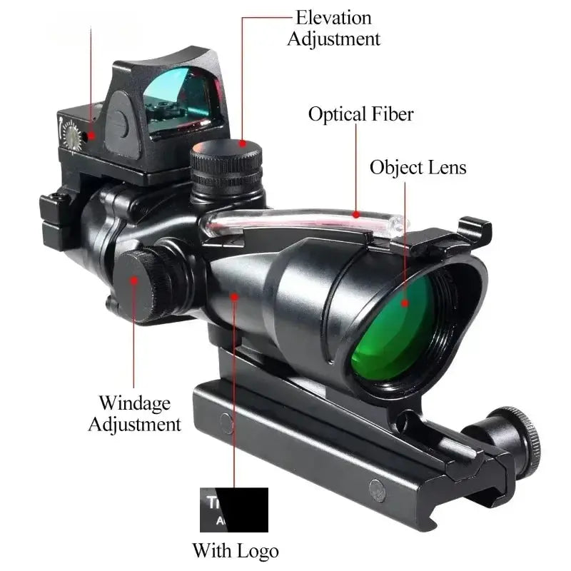 Lunette de Tir 4x32 avec Point Rouge – Optique à Fibre Réelle, Réticule Éclairé Vert et Rouge pour Rail 20mm Ma boutique