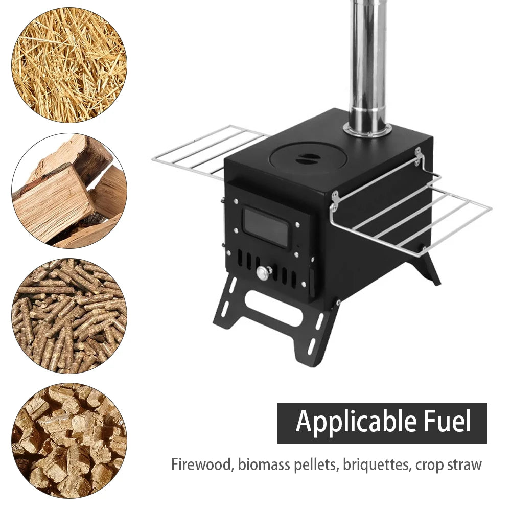 Poêle à Bois de Camping Extérieur – Chauffage Pliable en Acier Inoxydable avec Fenêtre d’Observation pour Tente, Cheminée de Patio - BLACKBEARD OUTDOOR INDUSTRIES