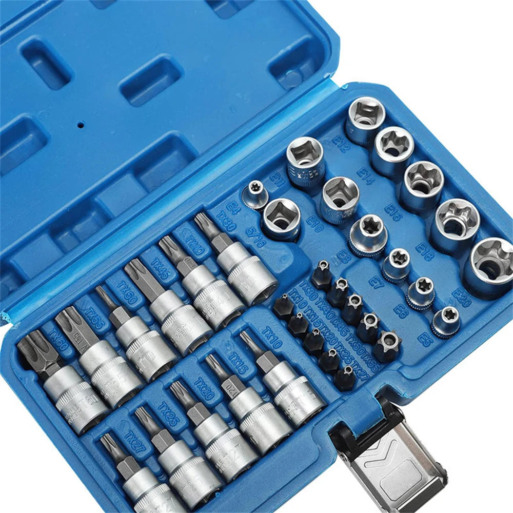 Set de 34 Pièces Douilles Torx Star & Embouts Sécurité – Mâle/Femelle E-Security - BLACKBEARD OUTDOOR INDUSTRIES