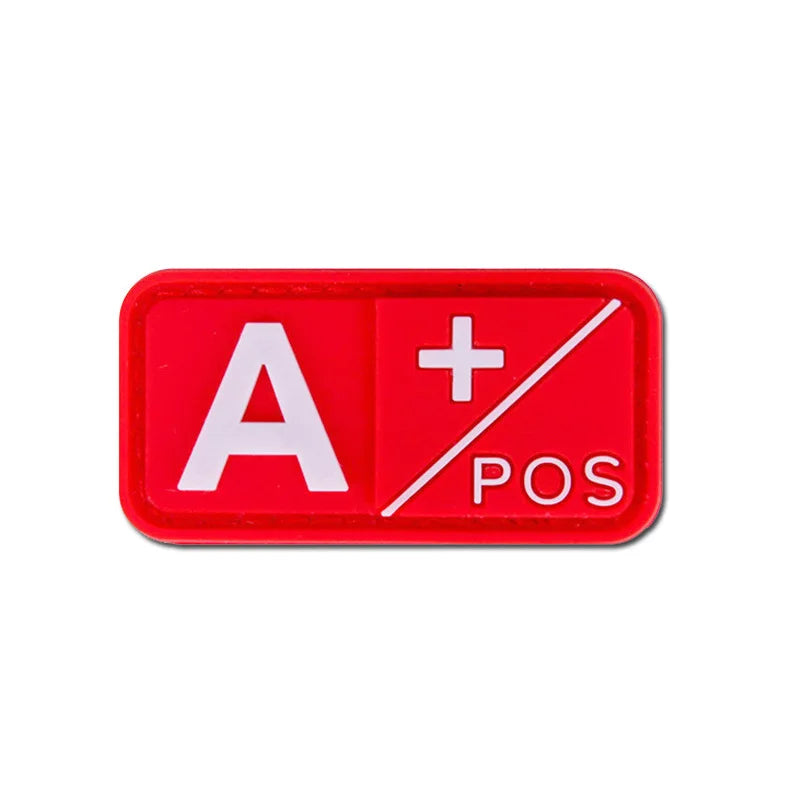 Patch Groupe Sanguin 3D PVC – A B AB O Rh + / - – Écusson Tactique Militaire Hook & Loop 5×2,5 cm - BLACKBEARD OUTDOOR INDUSTRIES