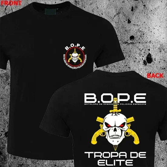 T-Shirt Homme Été Cool BOPE Tropa De Elite – T-Shirt à Manches Courtes Casual O-Neck, Taille Large, Troupe d’Élite du Brésil BLACKBEARD OUTDOOR INDUSTRIES