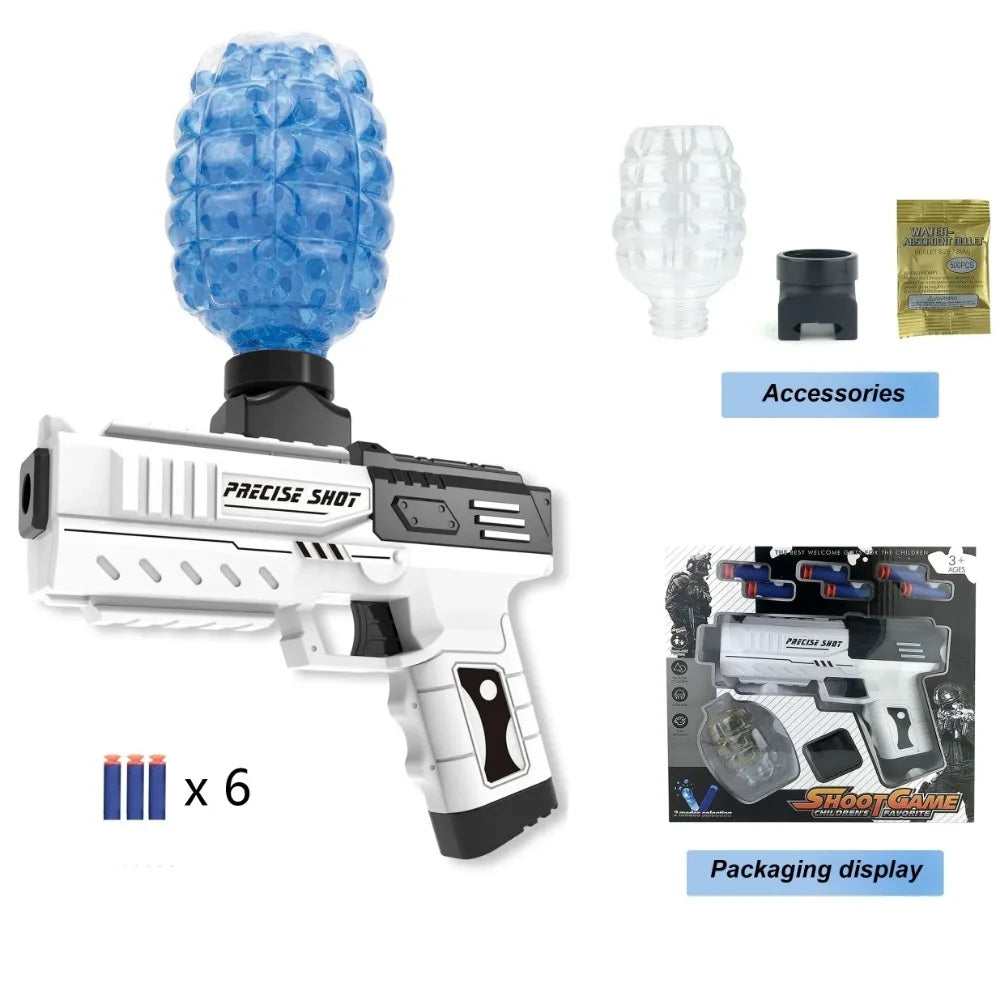 🔫 Manual Gel Ball Blaster – Blaster à balles gel / Mousse (Noir & Blanc) Ma boutique