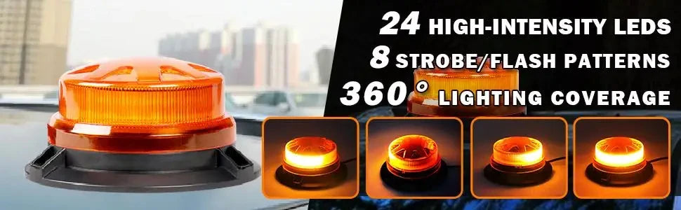 LED Feu Stroboscopique d'Urgence avec Base Magnétique - Lumière de Signalisation de Toit de Voiture (12V/24V) BLACKBEARD OUTDOOR INDUSTRIES