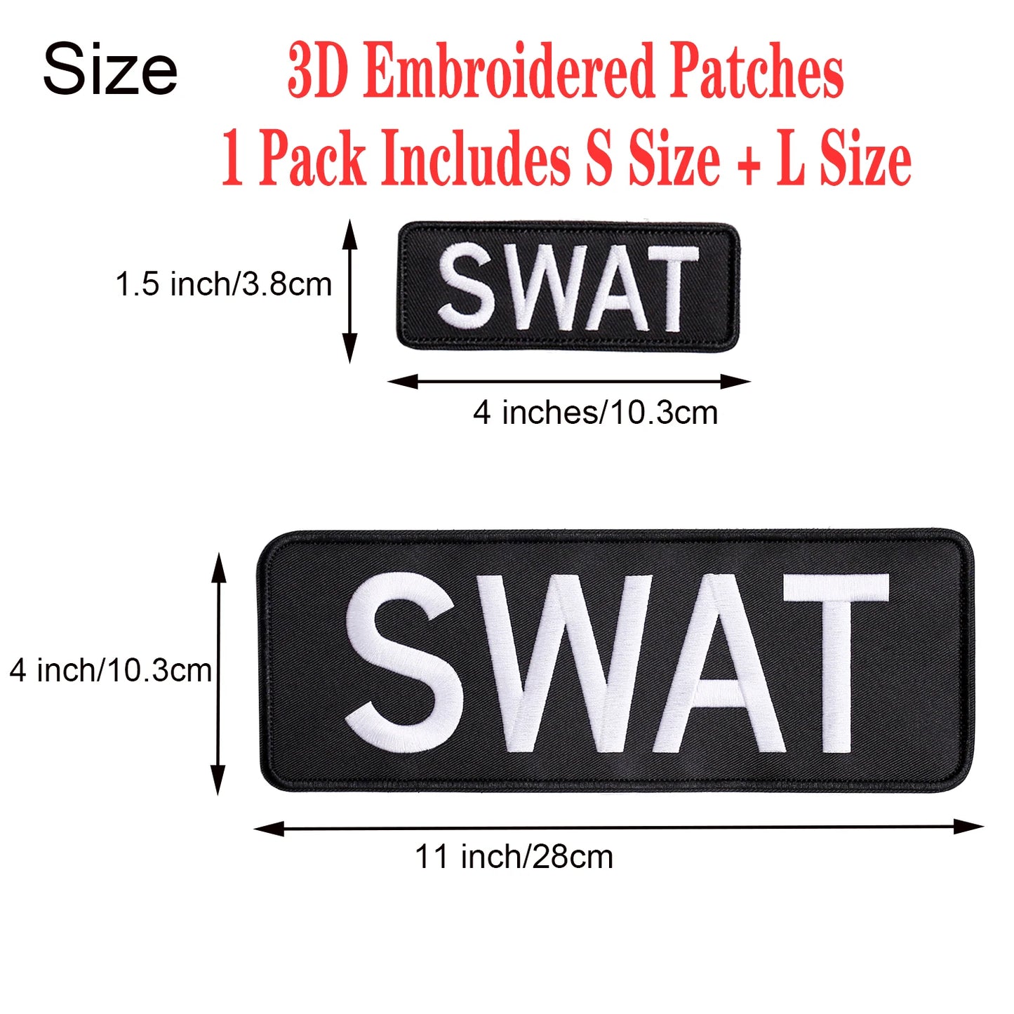 Lot de 2 Patches Brodés SWAT et security – Grand Format – Style Militaire – Velcro - BLACKBEARD OUTDOOR INDUSTRIES
