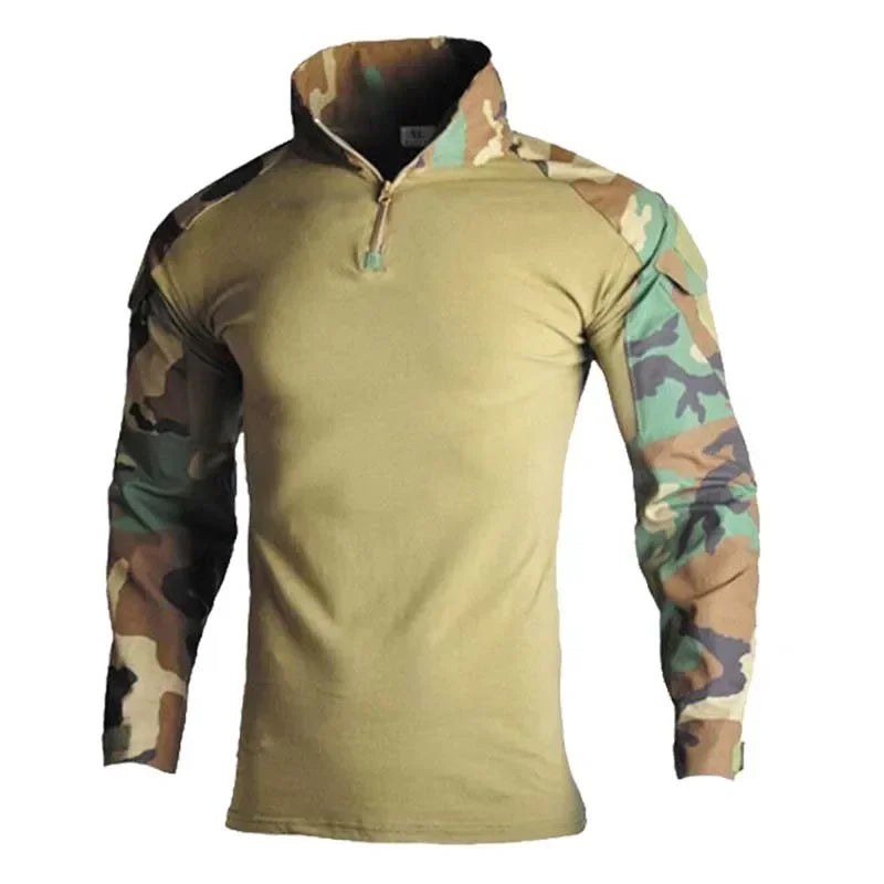 Chemise Tactique à Manches Longues Outdoor CP - T-shirt Combat à Zip 1/4 en Ripstop Coton Camo pour Hommes BLACKBEARD OUTDOOR INDUSTRIES