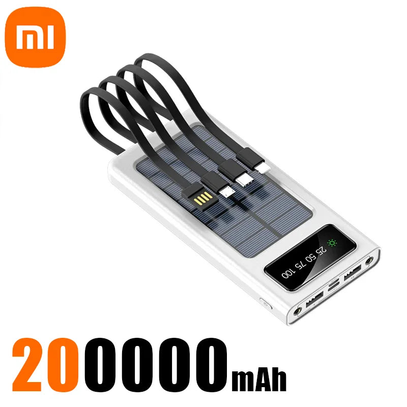 Batterie Externe Solaire Xiaomi 200000mAh – Charge Rapide – 4 Câbles Intégrés – Écran LED – Ports USB, Type-C & Lightning - BLACKBEARD OUTDOOR INDUSTRIES