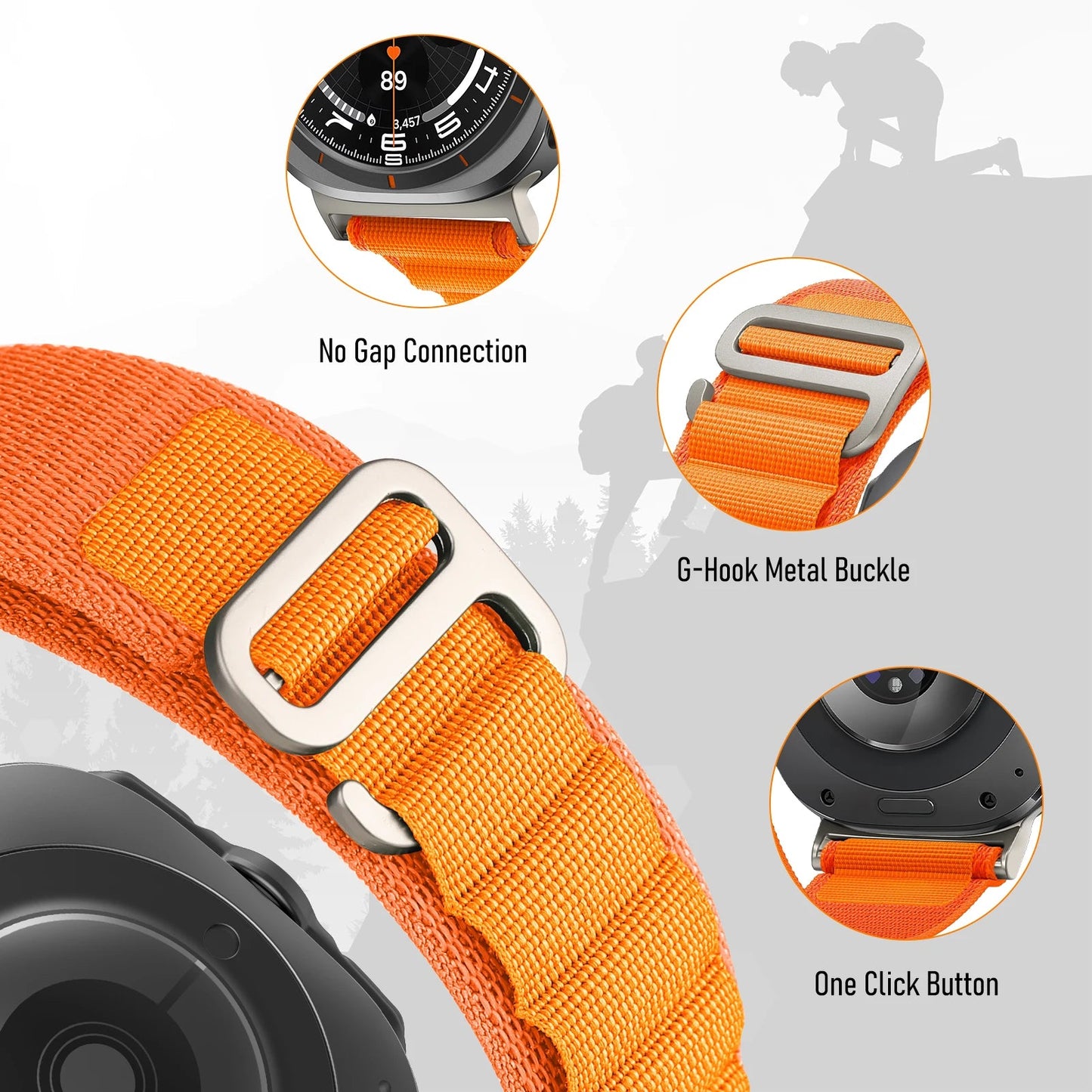 Alpine Loop Bracelet pour Samsung Galaxy Watch Ultra 47mm – Bracelet Sport en Nylon avec Boucle en Titane BLACKBEARD OUTDOOR INDUSTRIES