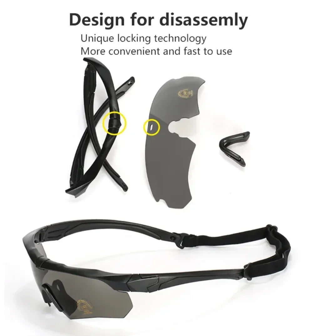 Lunettes Tactiques Militaires 3 Verres HD – Anti-UV, Anti-Choc, Airsoft, Moto, Randonnée - BLACKBEARD OUTDOOR INDUSTRIES