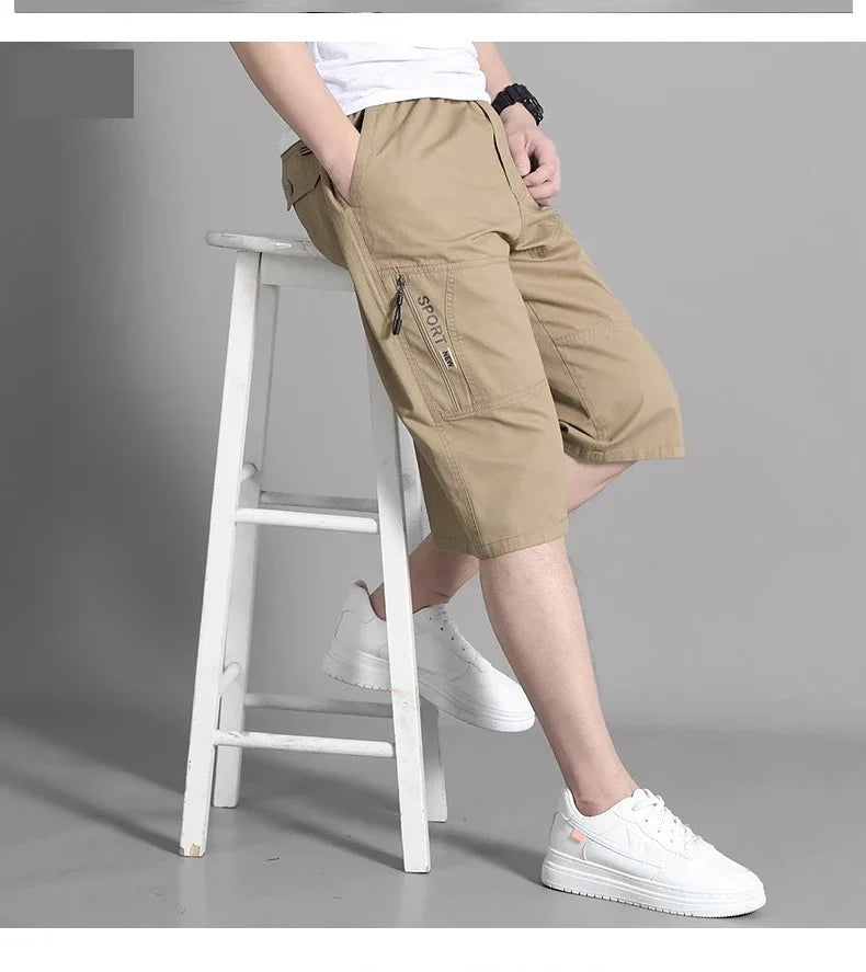 Short Cargo Homme - Poches Zippées, Taille Élastique, Coton Respirant, Style Décontracté Été Ma boutique