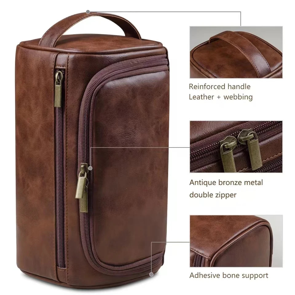 Trousse de Toilette en Cuir PU ou Toile – Grande Capacité & Accroche Murale | Unisexe, Idéale pour les Voyages - BLACKBEARD OUTDOOR INDUSTRIES