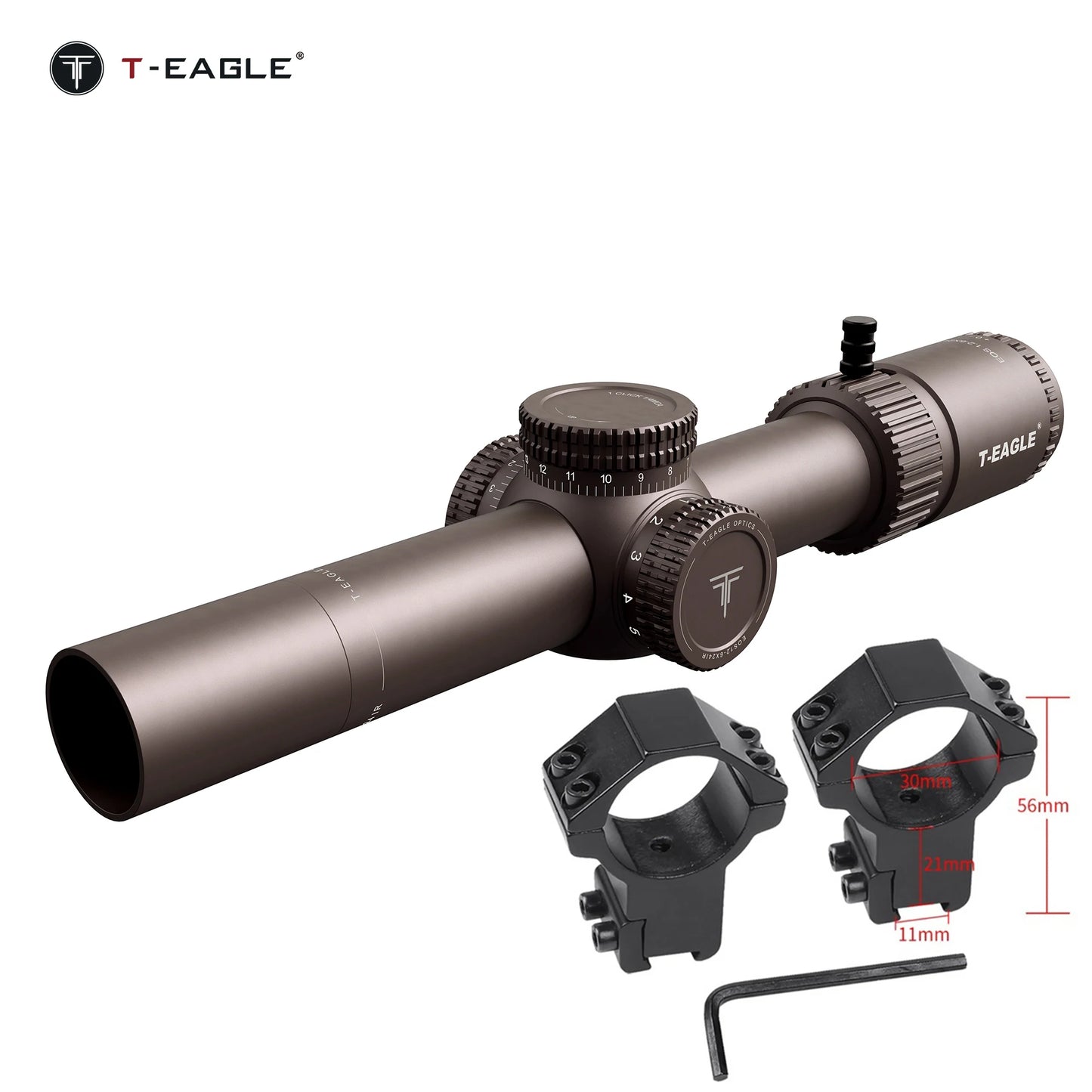 T-EAGLE EOS 1.2-6x24 IR - Lunette de Précision Tactique pour Fusil de Chasse avec Réticule Illuminé, Viseur Collimateur et Support Picatinny - BLACKBEARD OUTDOOR INDUSTRIES