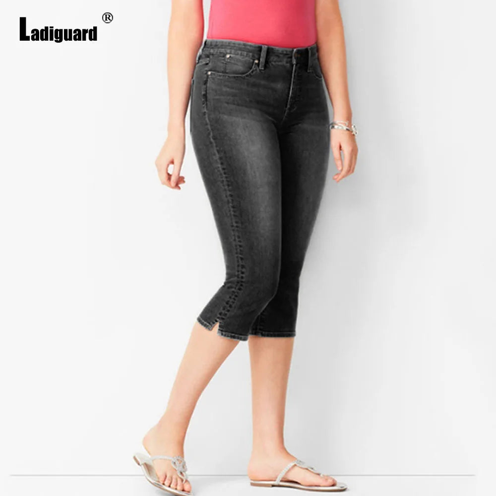Jean Capri Femme Vintage Taille Haute – Grandes Tailles jusqu’au 3XL – Style Européen Mode Été 2025 - BLACKBEARD OUTDOOR INDUSTRIES