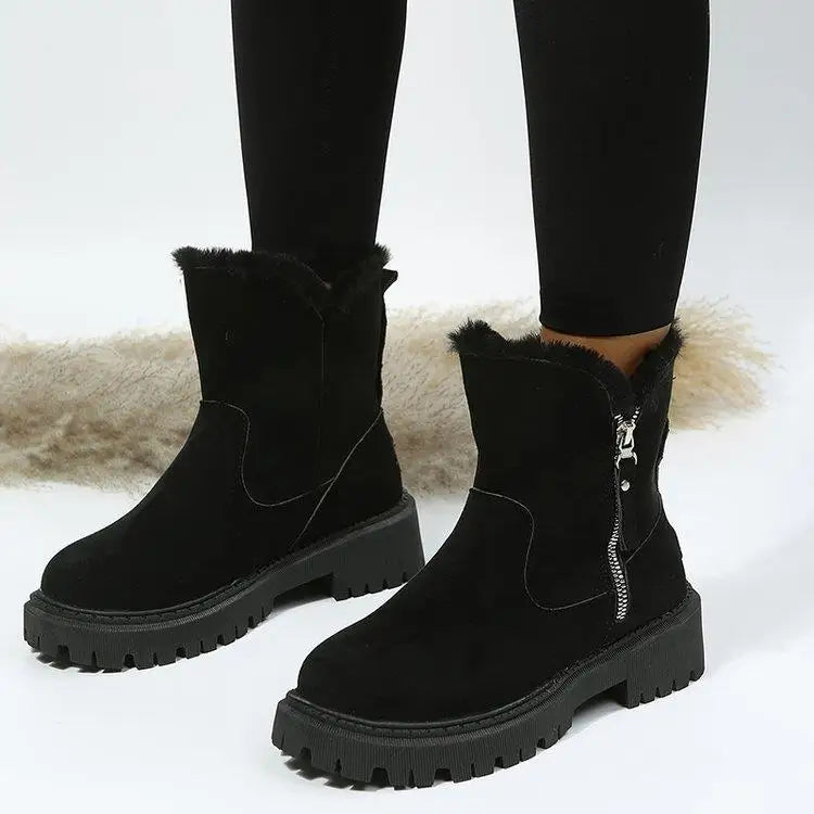 Bottes d'Hiver Femme 2024 - Bottes de Neige à Fourrure, Mi-Mollet, Imperméables et Chaudes, Bottes de Randonnée Extérieures pour Femme - BLACKBEARD OUTDOOR INDUSTRIES