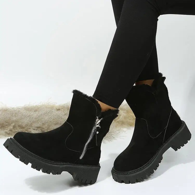 Bottes d'Hiver Femme 2024 - Bottes de Neige à Fourrure, Mi-Mollet, Imperméables et Chaudes, Bottes de Randonnée Extérieures pour Femme - BLACKBEARD OUTDOOR INDUSTRIES