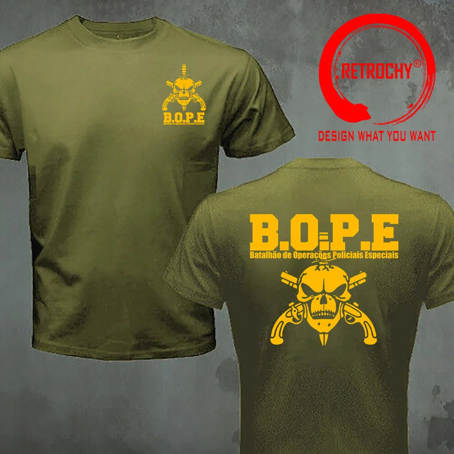 Brazil BOPE Elite Special Force T Shirt Black Beige White Cotton O-Neck Summer Short Sleeve Casual Mens T-shirt Plus Size S-6XL - BLACKBEARD OUTDOOR INDUSTRIES